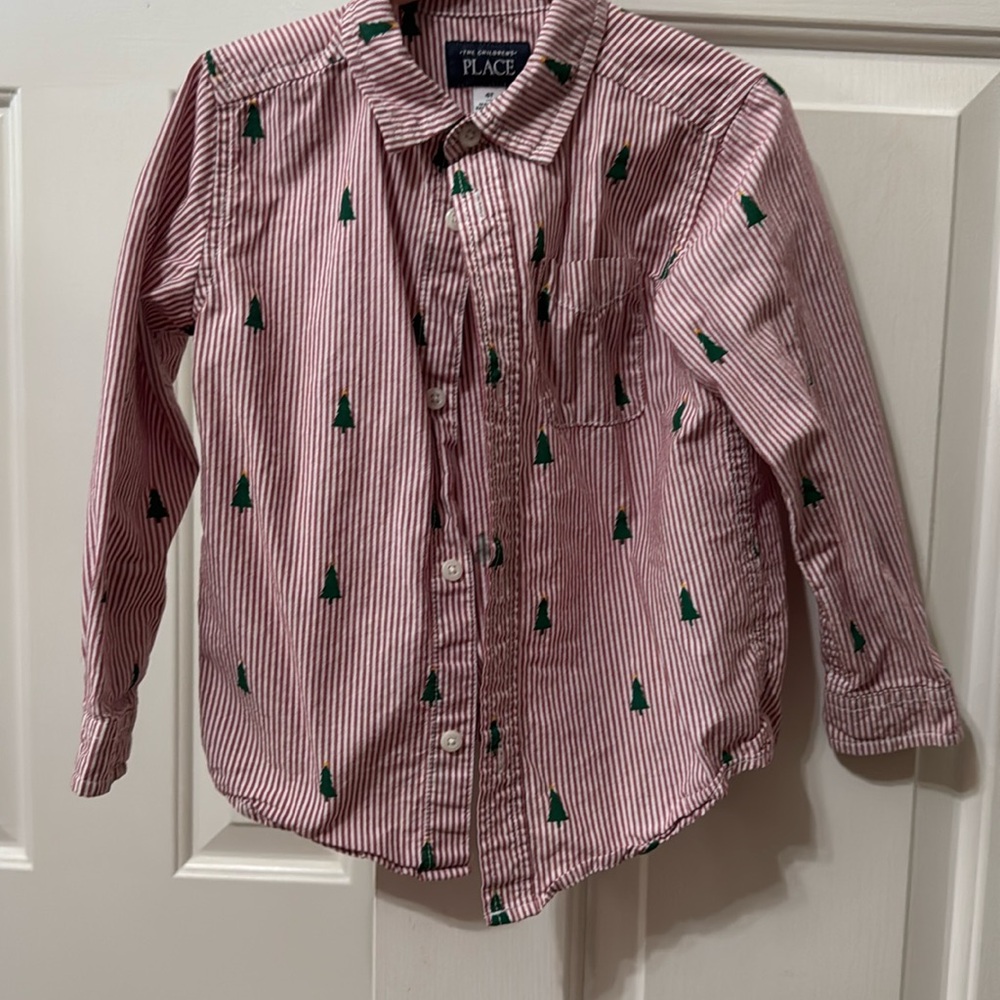 Toddler boy, Christmas shirt with Christmas trees